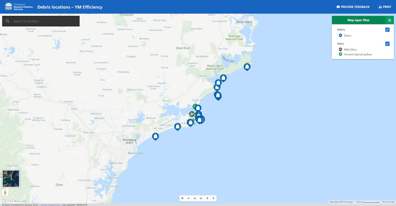 A map of the clean up area.