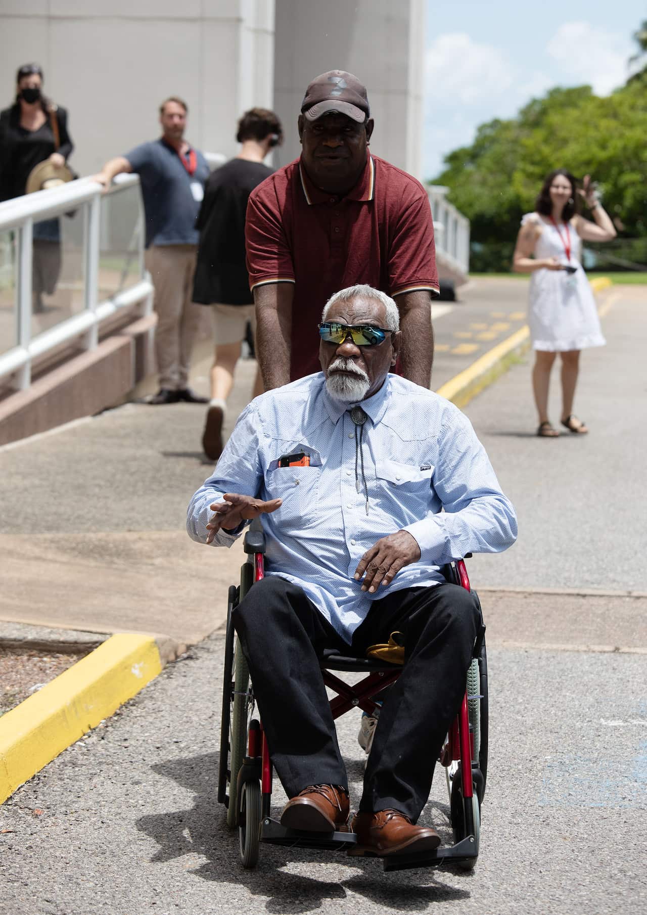 Warlpiri Elder Ned Hargraves leaves the court. 