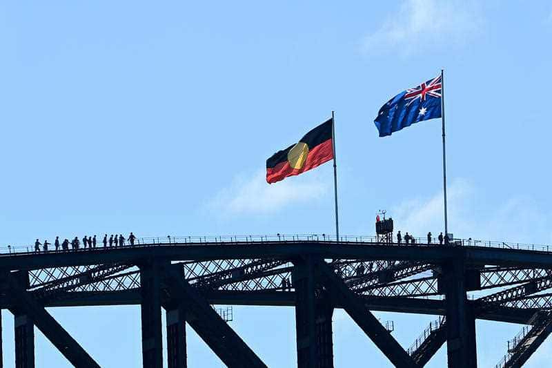 Aboriginal flag in Sydney Harbour Bridge