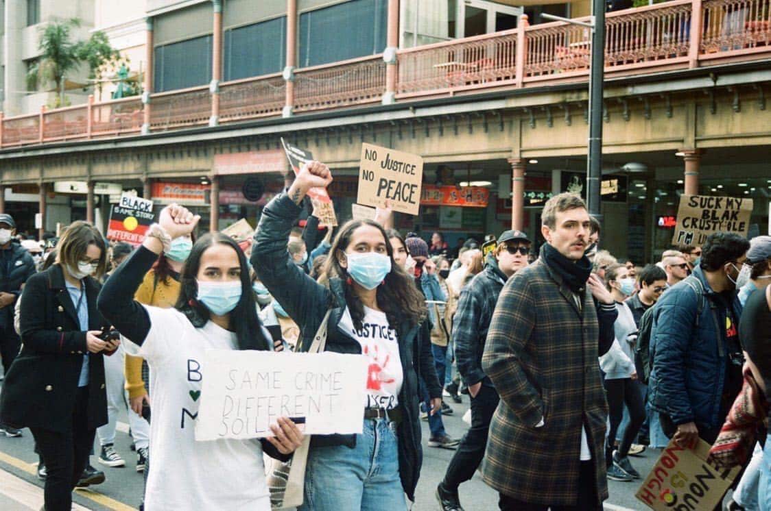 Kumanjayi Walker's family march at a Black Lives Matter rally in Adelaide