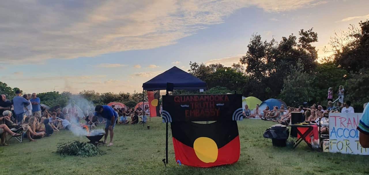 The Quandamooka Truth Embassy when it was first set up in February.