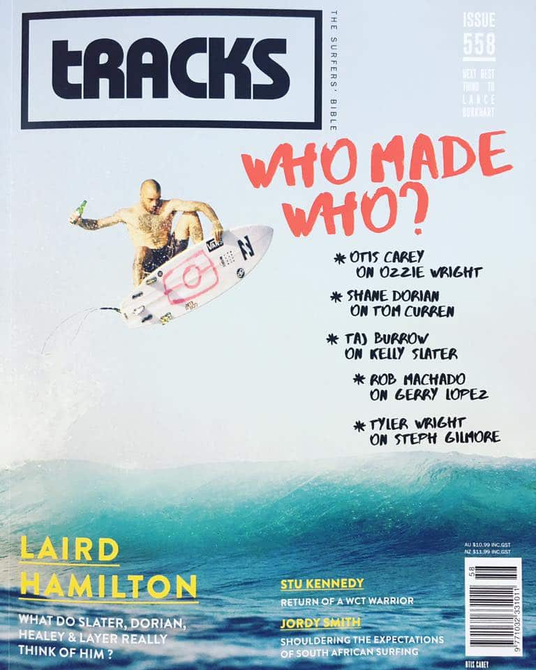 Indigneous pro surfer Otis Carey on the cover of Tracks magazine.