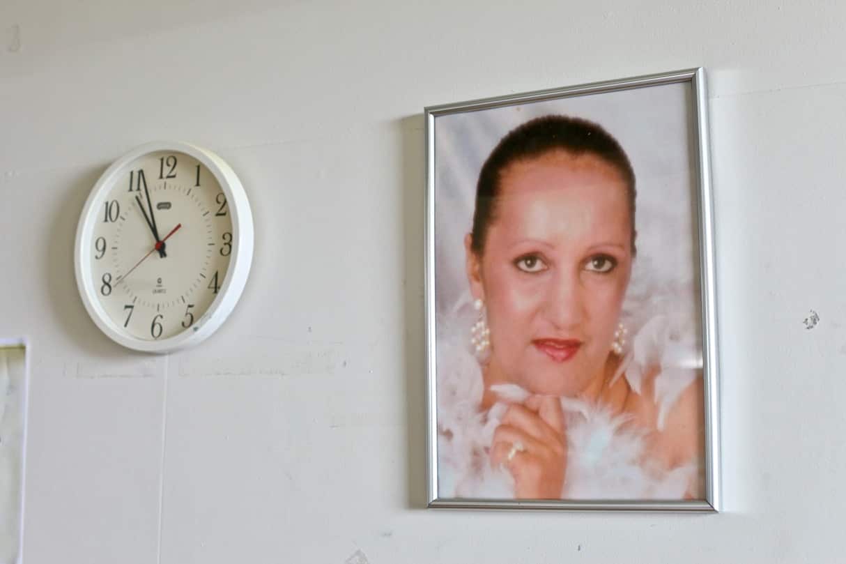 A photo on the wall of Mary-Ellen Passmore's hospital room. 