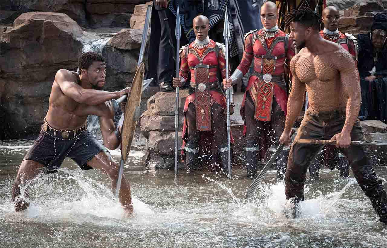 T'Challa/Black Panther (Chadwick Boseman) and Erik Killmonger (Michael B. Jordan).