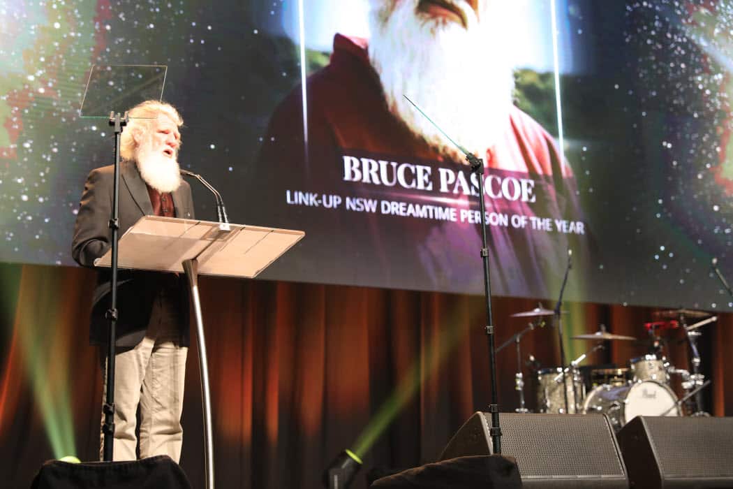 Uncle Bruce Pascoe accepts his award for Dreamtime Person of the Year