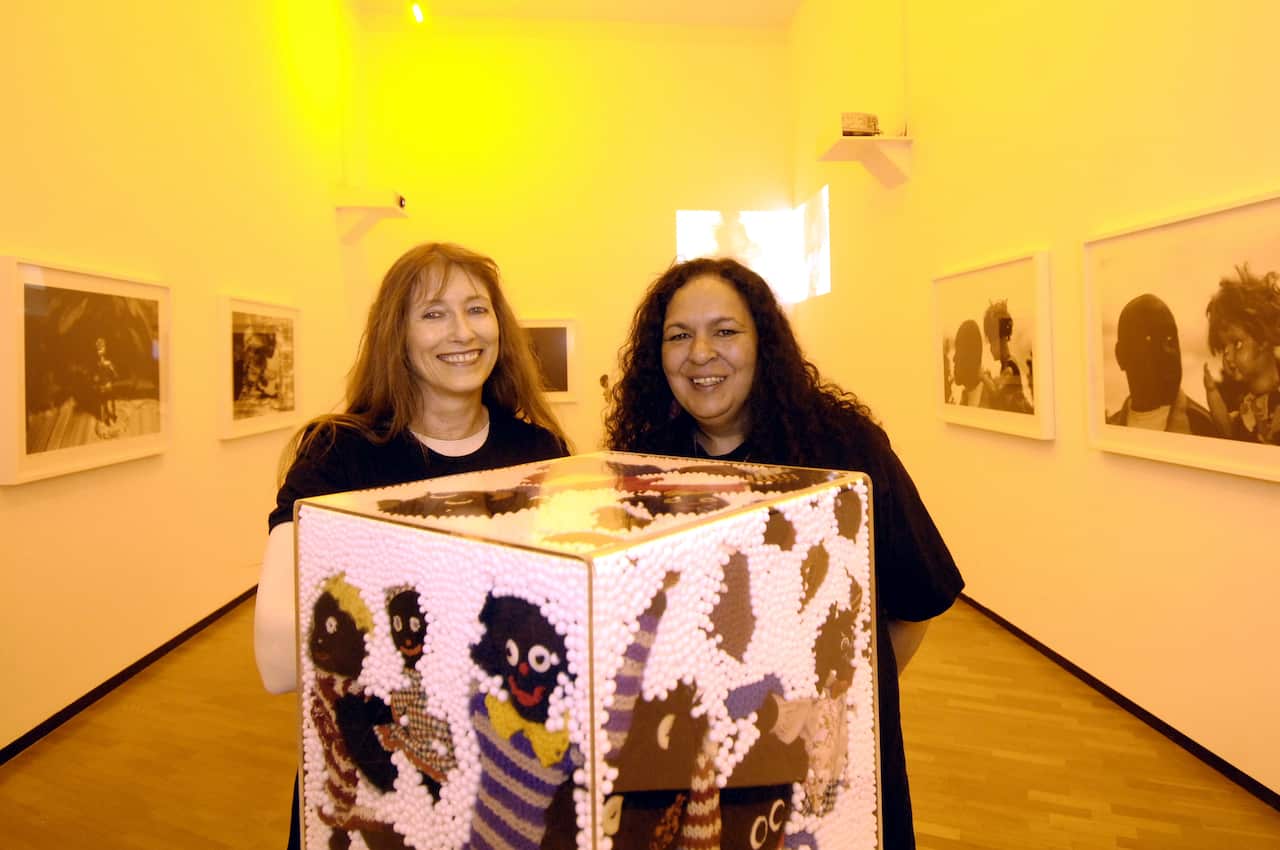 Virginia Fraser (left) and Aboriginal artist Destiny Deacon