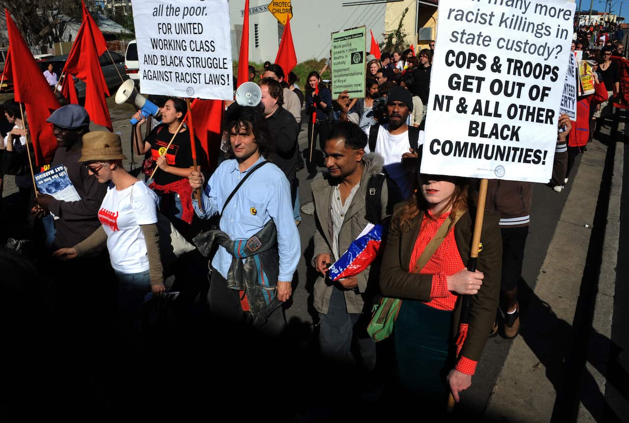 Protesters in Redfern call on the Rudd Government to scrap the Northern Territory Intervention, 2008
