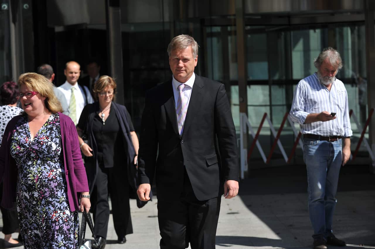 Herald-Sun columnist Andrew Bolt leaves the Federal Court in Melbourne, Tuesday, March 29, 2011. Bolt is facing racial vilification charges following articles he wrote on racial identity of Aboriginal people in 2009. (AAP Image/Julian Smith) NO ARCHIVING