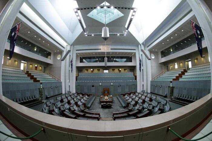 Inside the Parliament House of Australia.