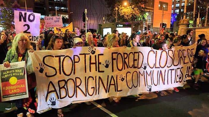The Australian public protest against the flagged closures of remote communities in Western Australia.