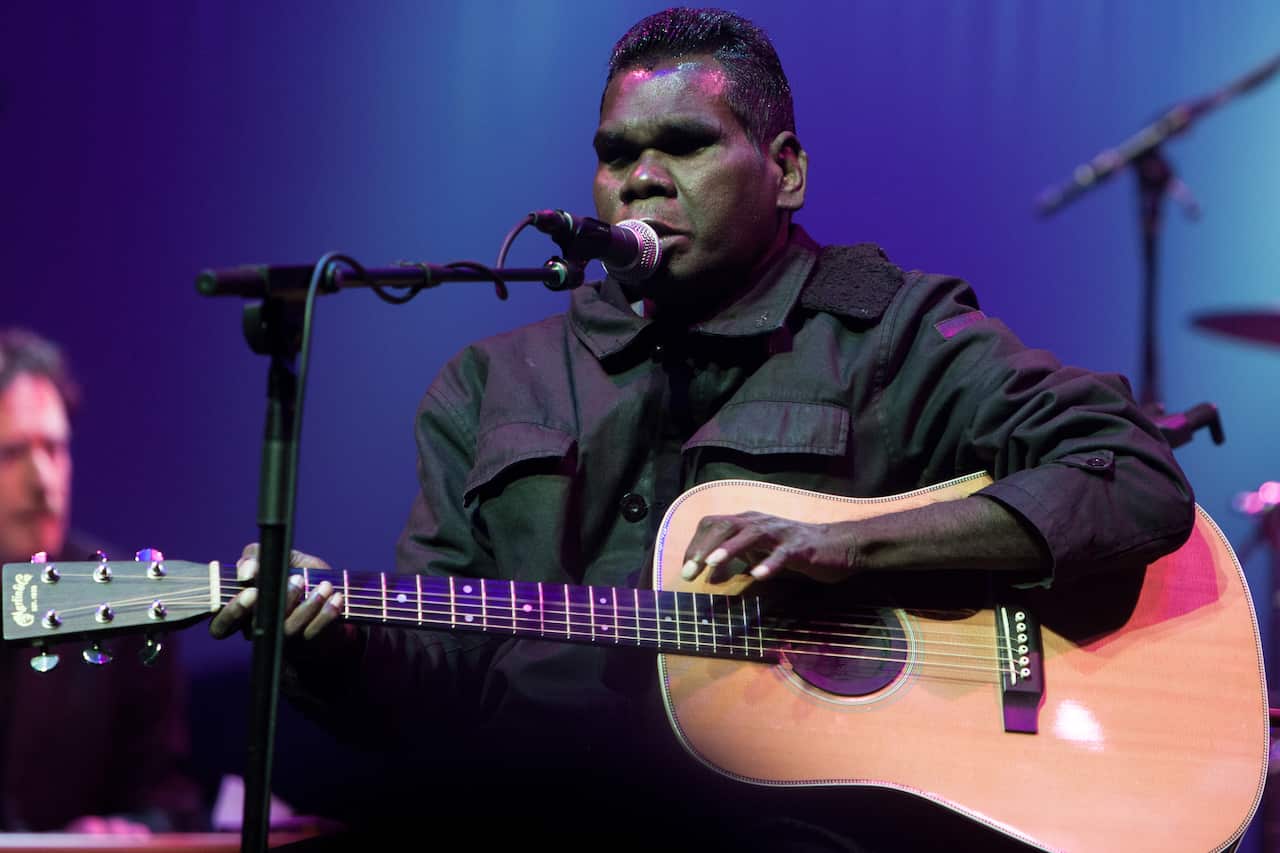 Gurrumul performed as part of the Supersense Festival at Hamer Hall in Melbourne on Saturday 8 August 2015. (AAP Image/Noise 11/Ros O'Gorman) NO ARCHIVING, EDITORIAL USE ONLY