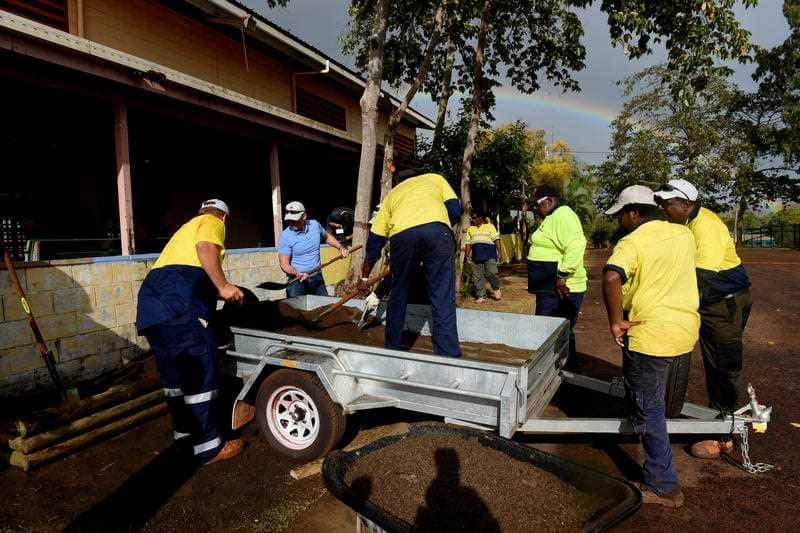 Working at Injinoo Community Hall in Injinoo on the Northern Peninsula, Far North Queensland 