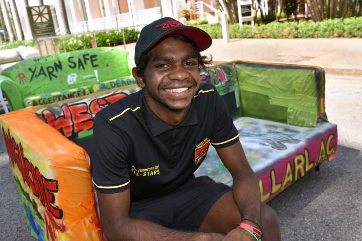 Northern Territory kids participate in Darwins annual couch surfing competition at Parliament House in Darwin.