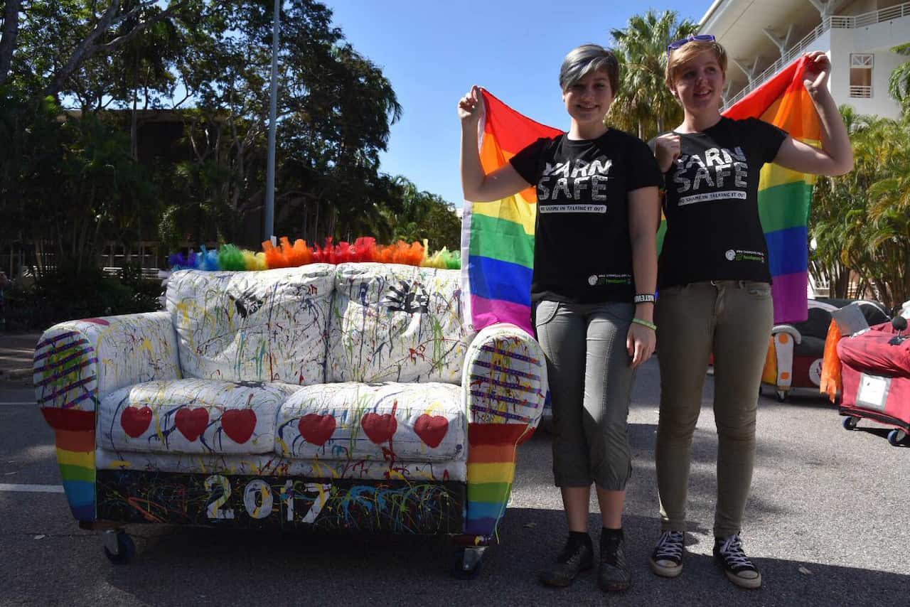 Northern Territory kids participate in Darwins annual couch surfing competition at Parliament House in Darwin.