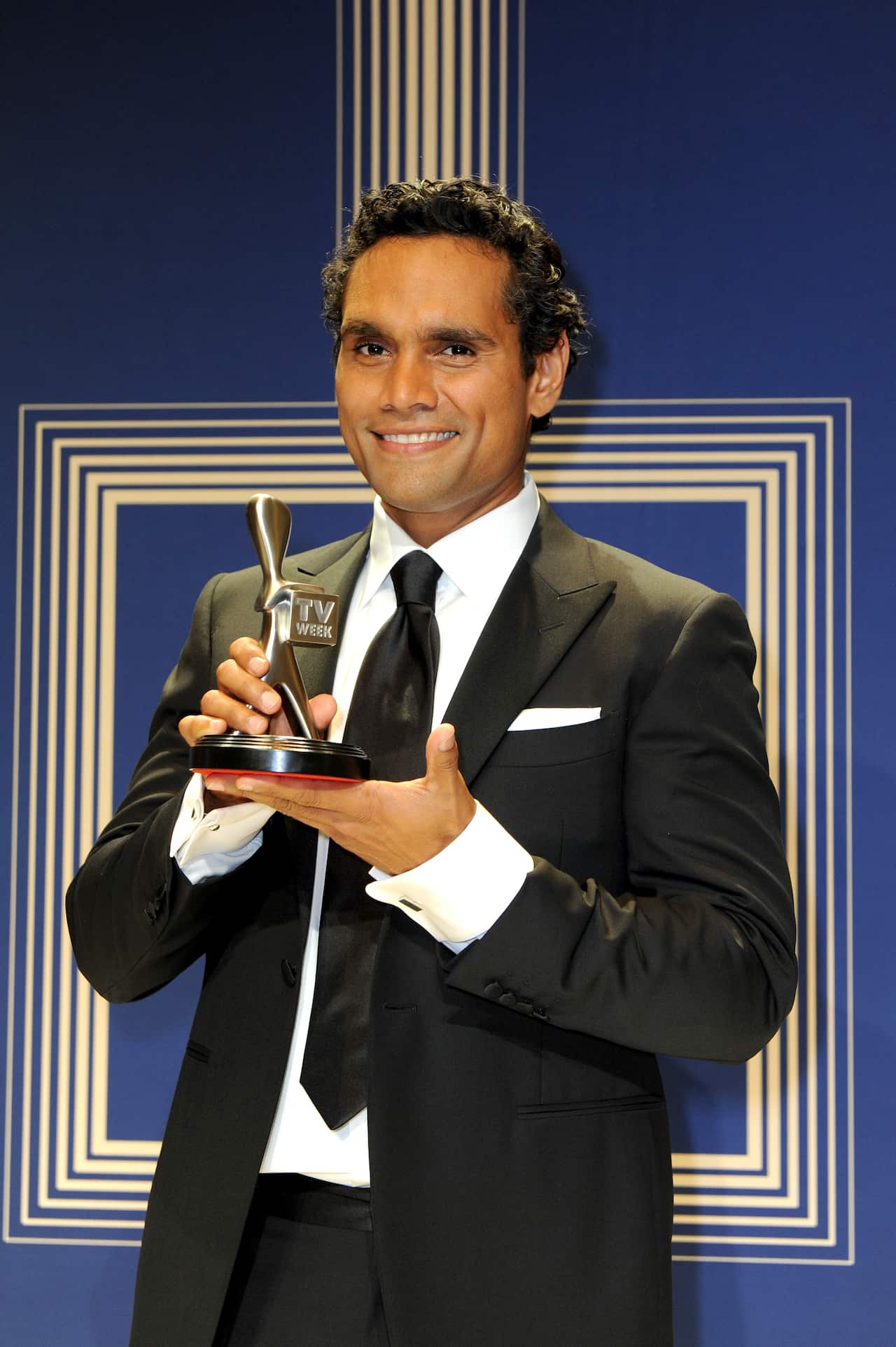 Rob Collins with his silver Logie for Best New Talent, at the 2017 Logie Awards at the Crown Casino in Melbourne, Australia, Sunday, April 23, 2017. (AAP Image/Joe Castro) NO ARCHIVING