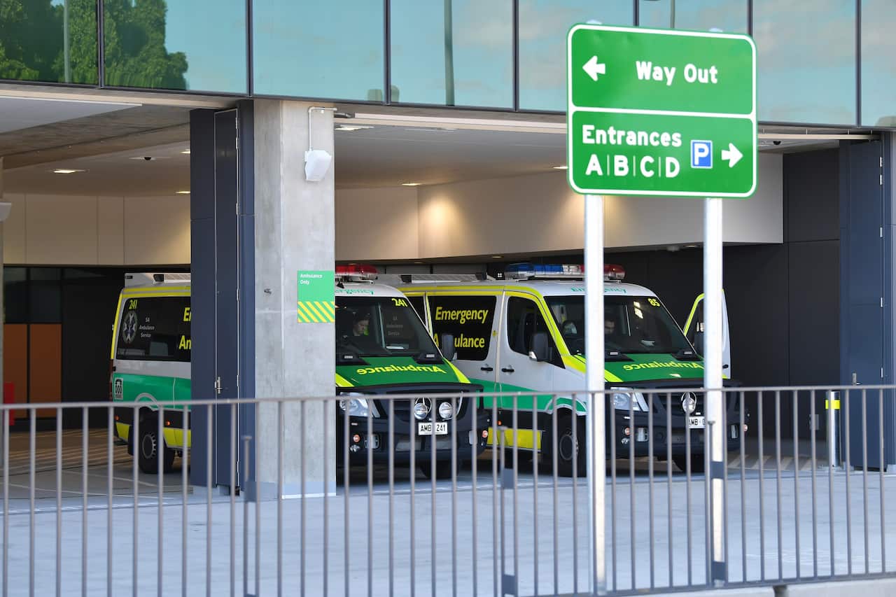 A wide generic view of the ambulances parked at the new Royal Adelaide Hospital, in Adelaide. Tuesday, September 12, 2017. (AAP Image/David Mariuz) NO ARCHIVING