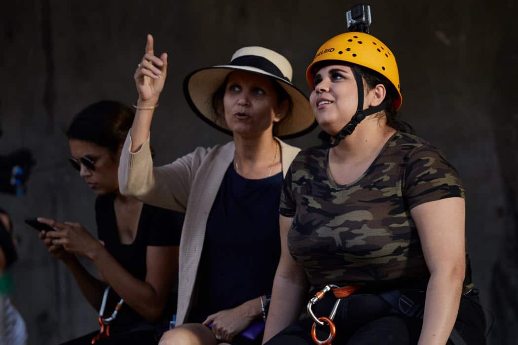 Sharna Rule and her mum Daniella before attempting her big abseil