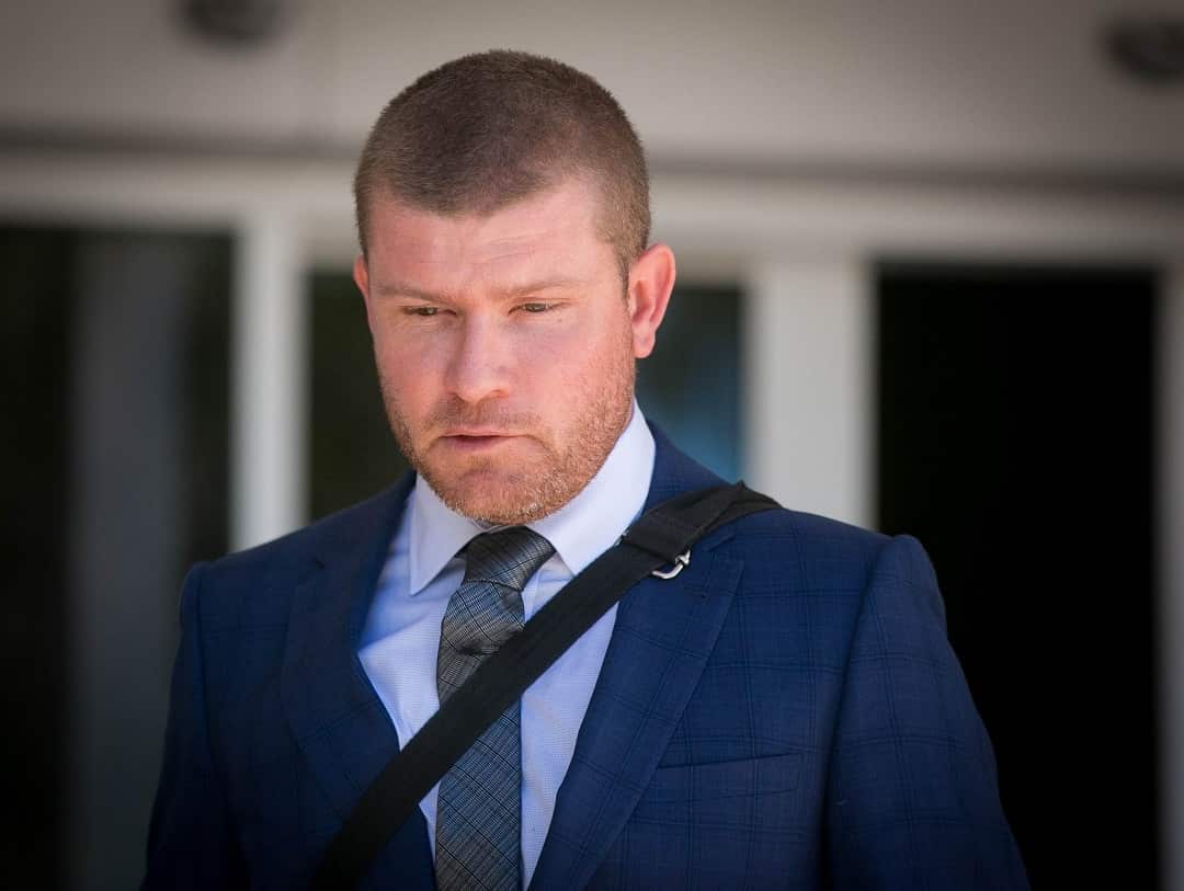 Funeral insurer Youpla CEO, Bryn Jones, leaves after giving evidence at the Royal Commission into Misconduct in the banking industry.