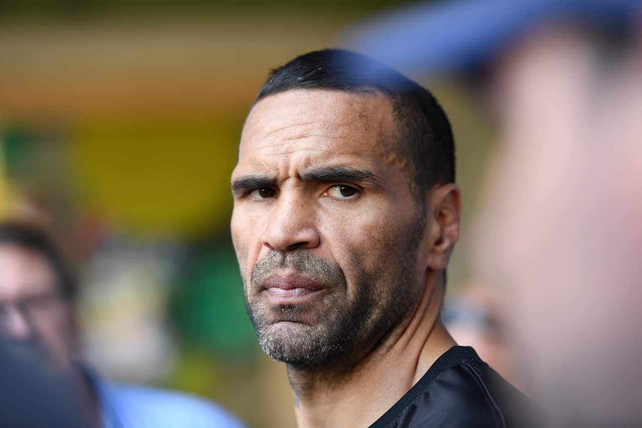 Australian boxer Anthony Mundine talks to the media after a promotional training session in central Brisbane, Monday, November 26, 2018. Mundine will fight Jeff Horn in a catchweight fight on Friday at Suncorp Stadium. (AAP Image/Dan Peled) NO ARCHIVING