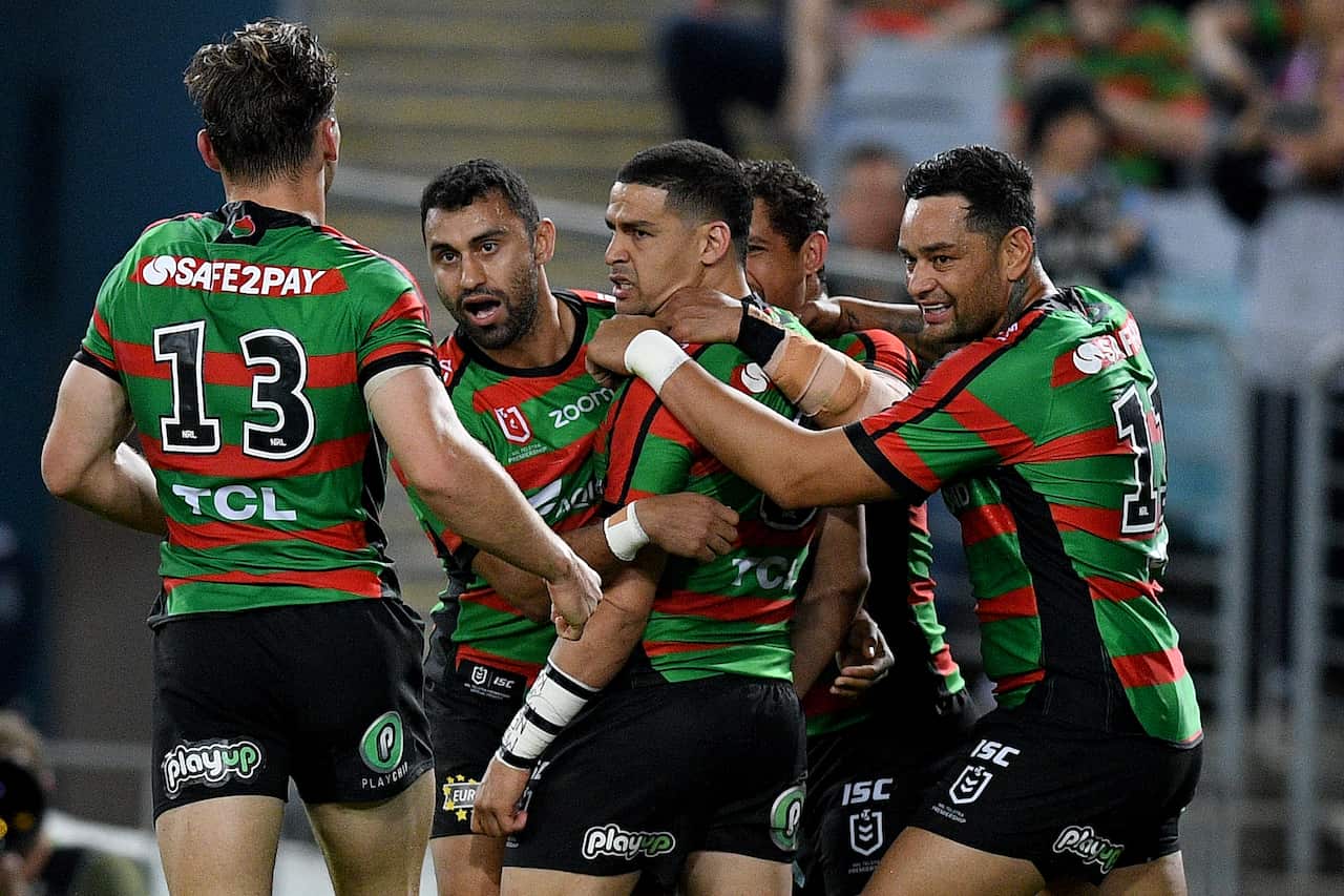 Rabbitohs celebrating