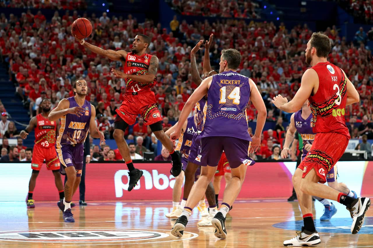 Bryce Cotton of the Wildcats in action during the Round 18 NBL match between the Perth Wildcats and Sydney Kings at RAC Arena in Perth, Saturday, February 1, 2020. (AAP Image/Richard Wainwright) NO ARCHIVING, EDITORIAL USE ONLY