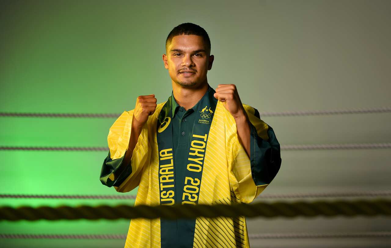 Australian Flyweight boxer Alex Winwood poses for a photograph following an announcement of the Australian Boxing Team for Tokyo 2020, at the Gold Coast PCYC, Gold Coast, Tuesday, May 4, 2021. (AAP Image/Dave Hunt) NO ARCHIVING