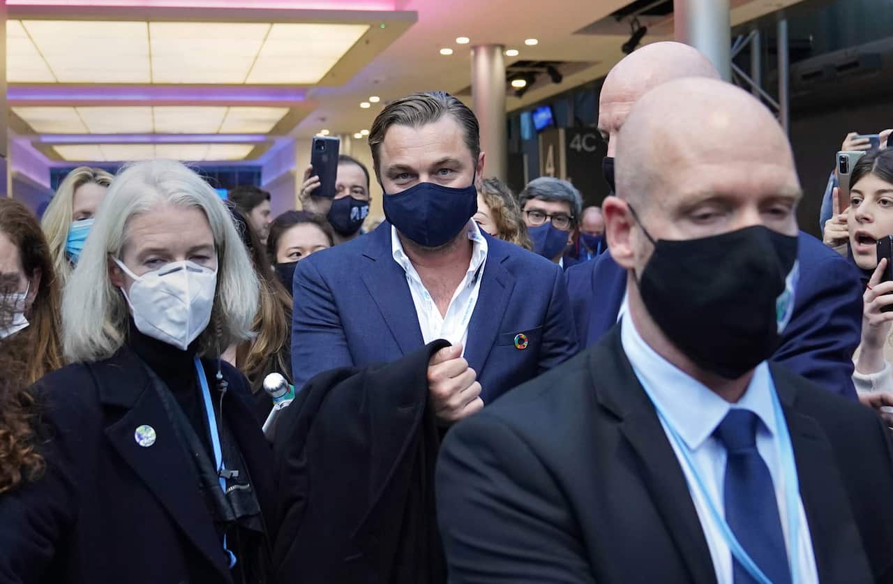 Leonardo DiCaprio during the Cop26 summit in Glasgow. Picture date: Tuesday November 2, 2021.. See PA story ENVIRONMENT Cop26 . Photo credit should read: Stefan Rousseau/PA Wire