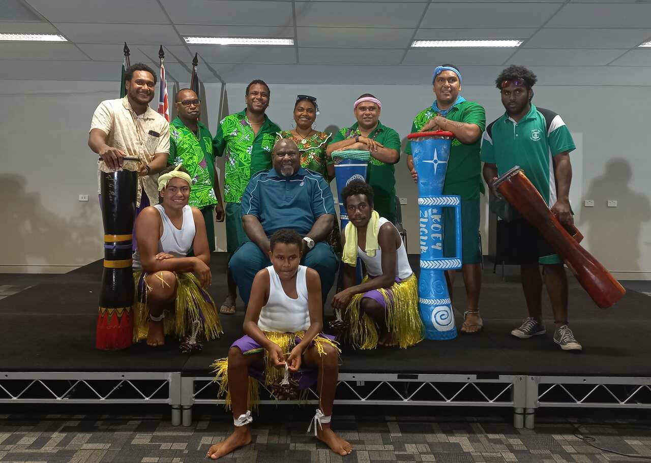 Paramedic George Fennemore with Torres Strait Islander performers