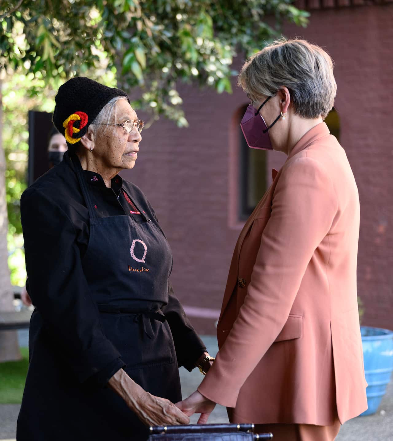 Federal Minister for Environment Tanya Plibersek meeting with Aunty Beryl van Opoloo during a visit to the National Centre of Indigenous Excellence in Redfern, Sydney, Friday, August 5, 2022. (AAP Image/James Gourley) NO ARCHIVING
