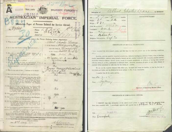 Albert Charles Leane's Service Record