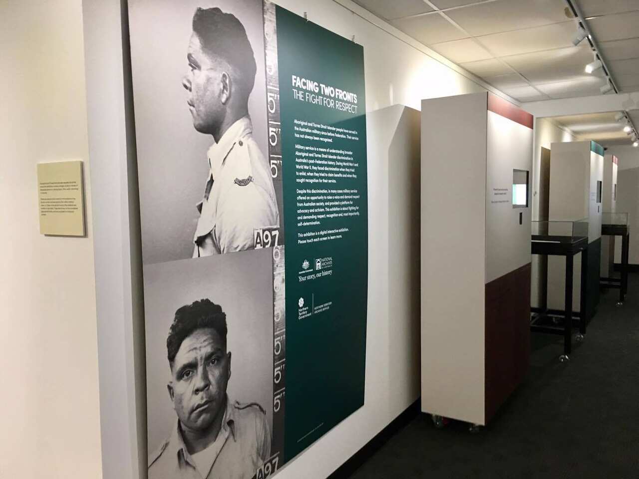 Indigenous war exhibition Facing Two Fronts at the National Archives of Australia in Darwin. Joe McGinness served in the Second World War.