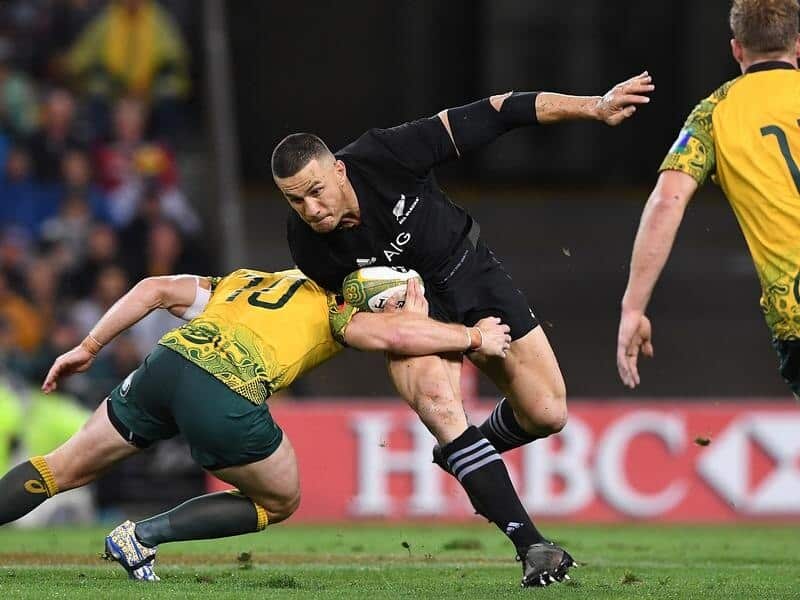 Sonny Bill Williams of the All Blacks dodges a tackle