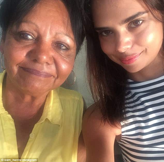 Samantha Harris with her mother.