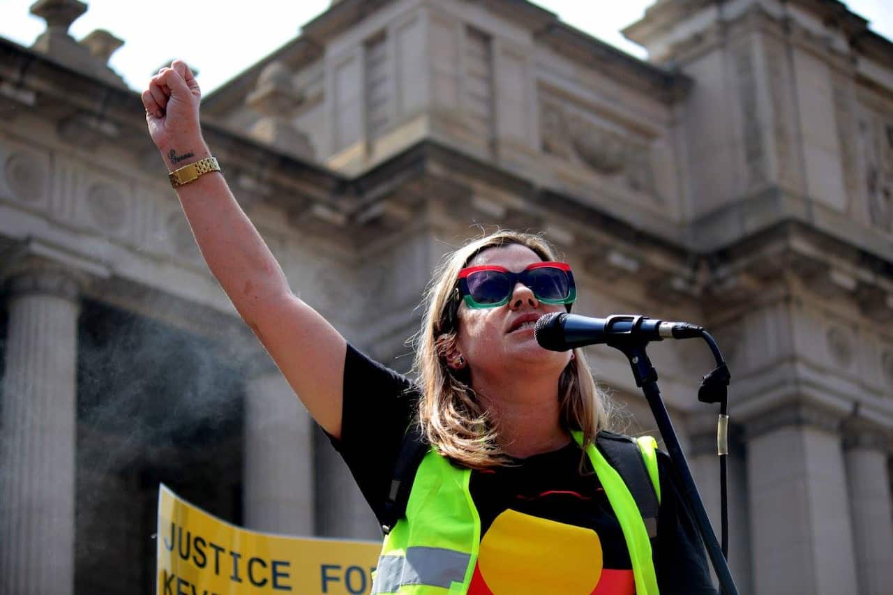 Meriki Onus leads the Invasion Day march