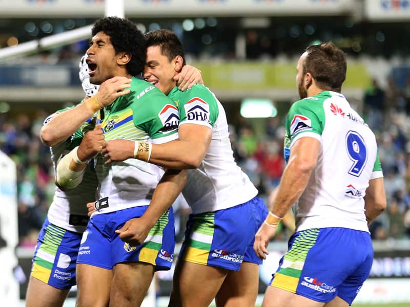 Iosia Soliola of the Raiders (left)