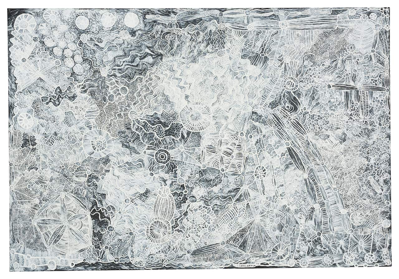 'Ngangkari Ngura' (Healing Country) by Betty Muffler; synthetic polymer paint on linen