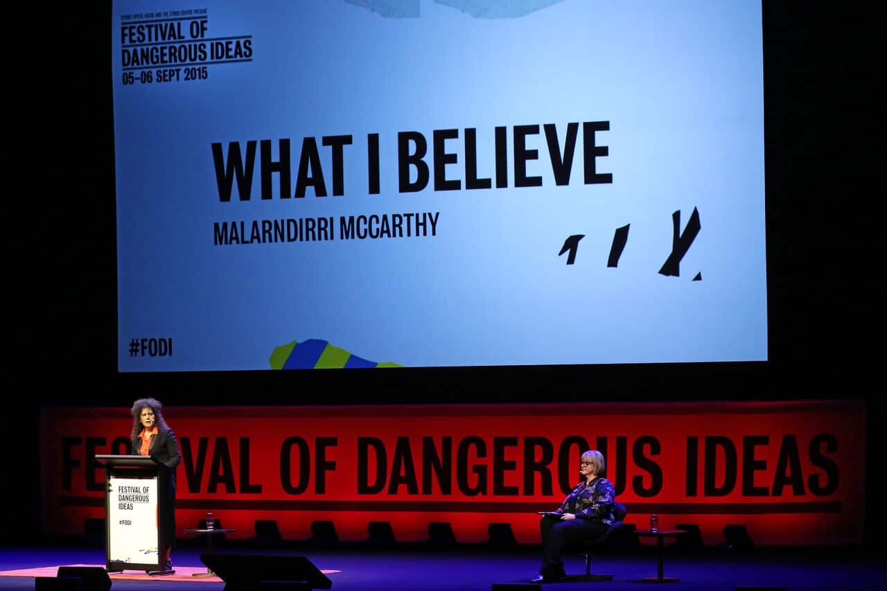 Malarndirri presents at the Festival of Dangerous Ideas at the Sydney Opera house (Photo/Sydney Opera house)