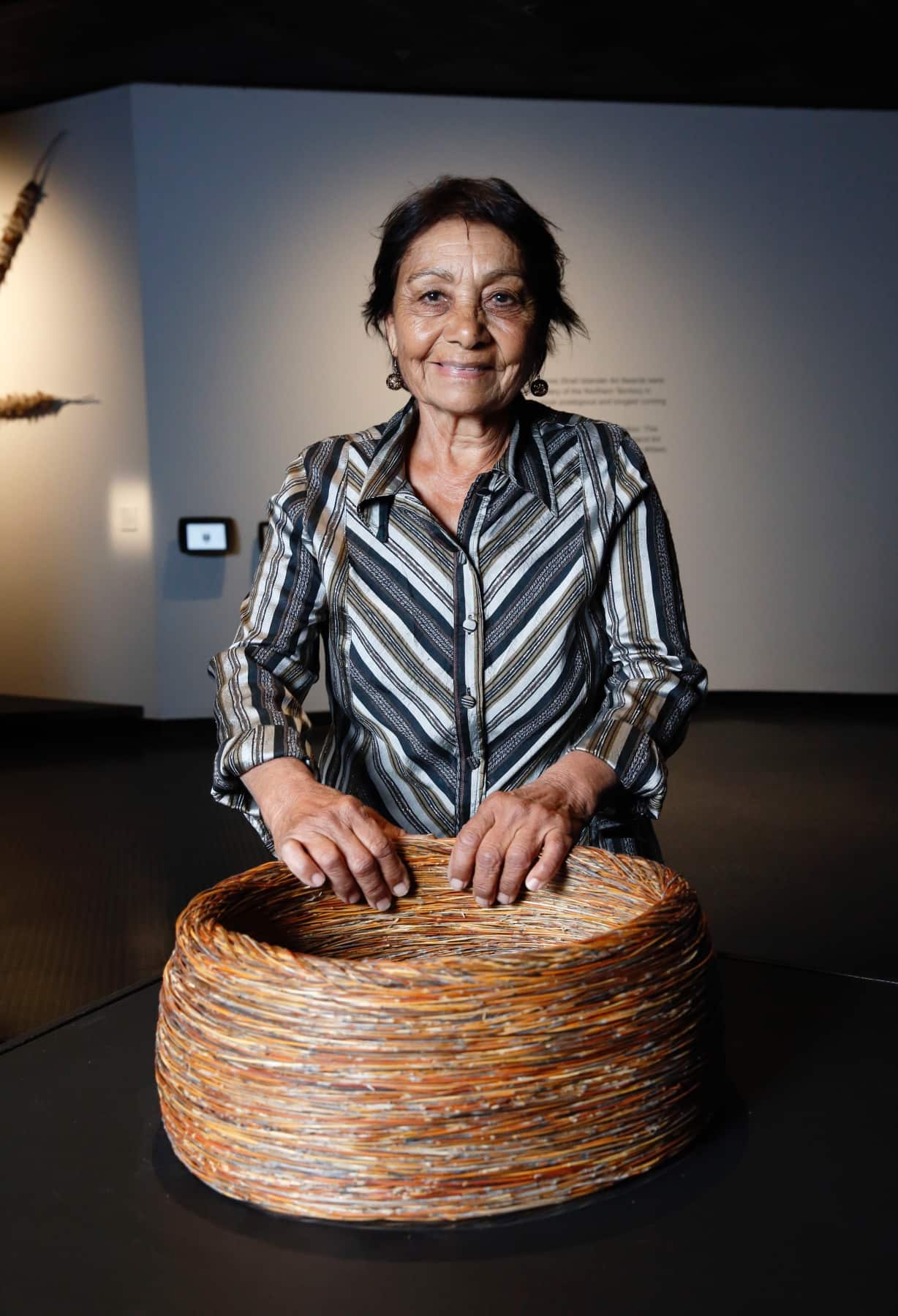 2017 Telstra National Aboriginal and Torres Strait Islander Art Awards, Wandjuk Marika Memorial Three-Dimensional Award winner Shirley Macnamara, with her work “Nyurruga Muulawaddi”.