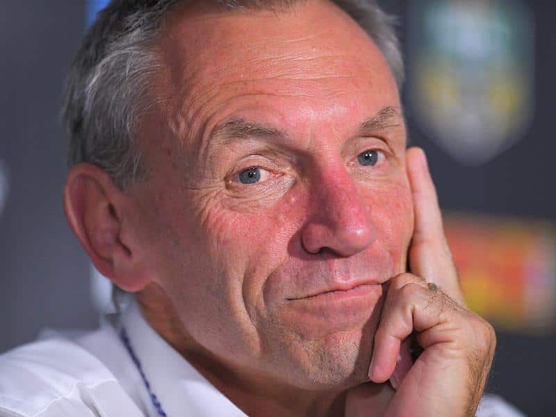 Titans coach Neil Henry speaks to the media