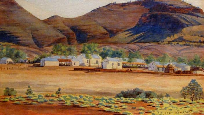 Detail from Albert Namatjira's first painting.