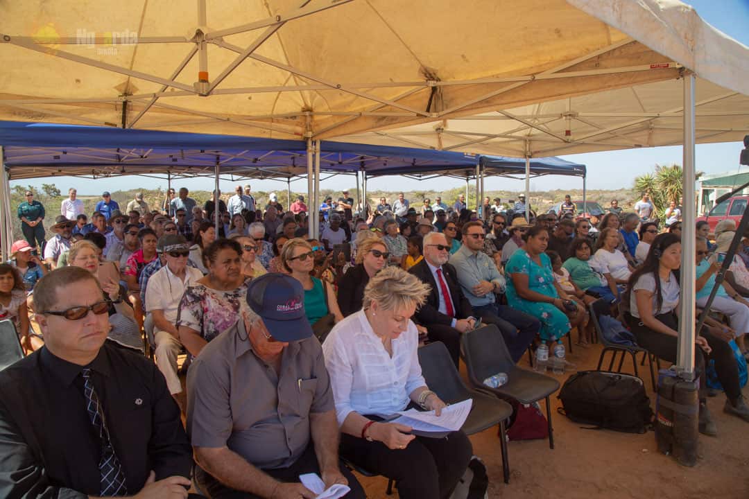 Hundreds gather to remember to remember Indigenous ancestors forcibly taken in chains to Bernier and Dorre Islands.
