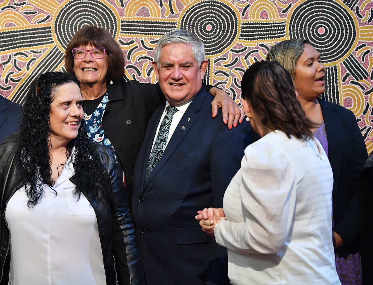 Pat Turner CEO of Naccho and Minister for Indigenous Australians Ken Wyatt during the Joint Council on Closing the Gap meeting in Adelaide earlier this year.