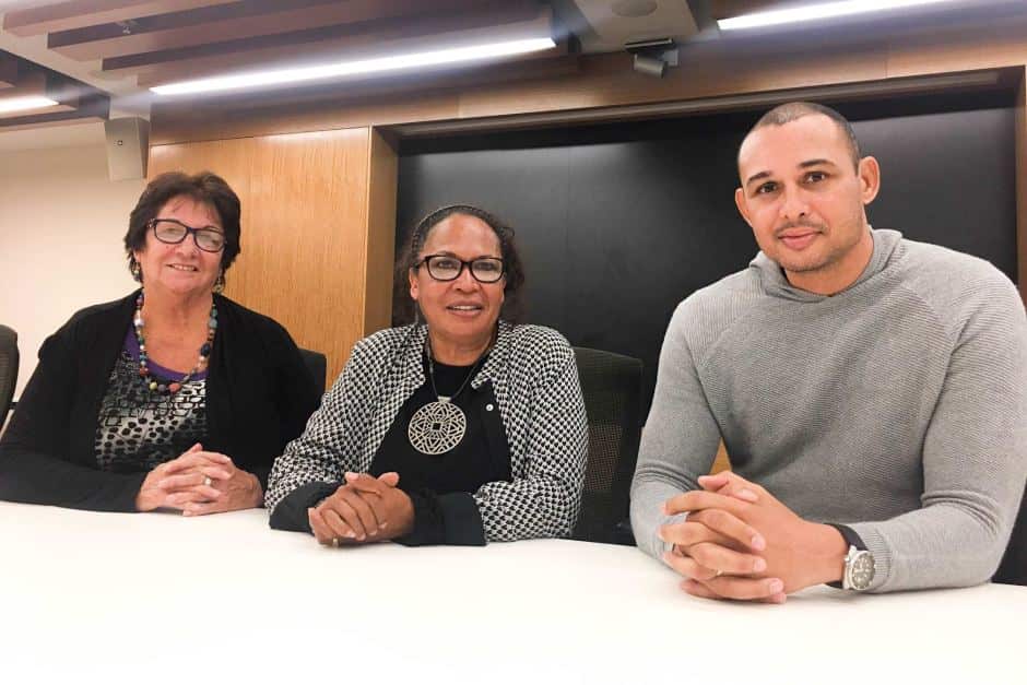 Uluru Statement Working Group Co-chairs Josie Crawshaw [L], Suzanne Thompson and Thomas Mayor. 