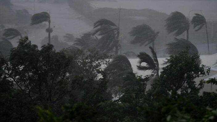 Strong winds and rain lash Airlie Beach, Tuesday, March 28, 2017. 