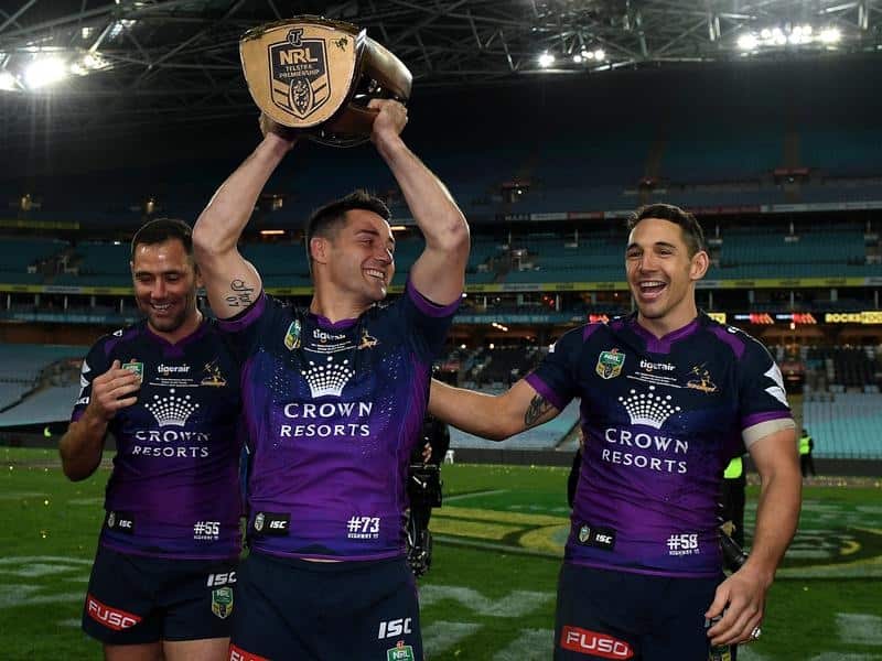 Cameron Smith, Cooper Cronk and Billy Slater at the NRL grand final.