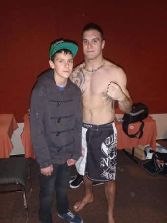 Dylan Voller (left) with former Don Dale guard Ben kelleher.