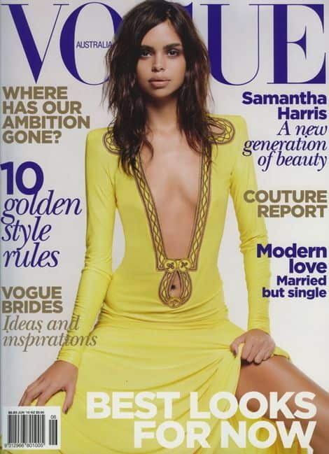 Samantha Harris featured on the cover of Vogue Australia in May 2010.