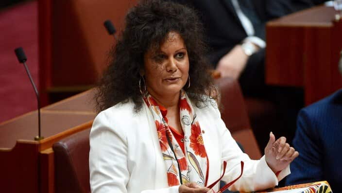 Labor Senator Malarndirri McCarthy makes her maiden speech in the Senate at Parliament House in Canberra, Wednesday, Sept. 14, 2016. (AAP Image/Mick Tsikas) NO ARCHIVING