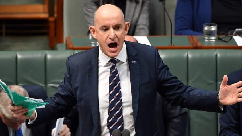 Minister for Government Services Stuart Robert during Question Time in the House of Representatives at Parliament House in Canberra