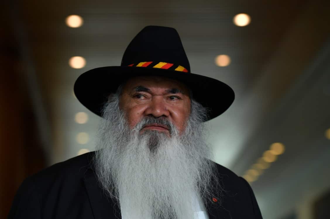 Labor Senator Pat Dodson at a press conference at Parliament House in Canberra.